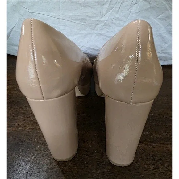 NWOT New York & Co 9 Nancy Patent Leather Beige Pumps 126250 - Picture 4 of 5
